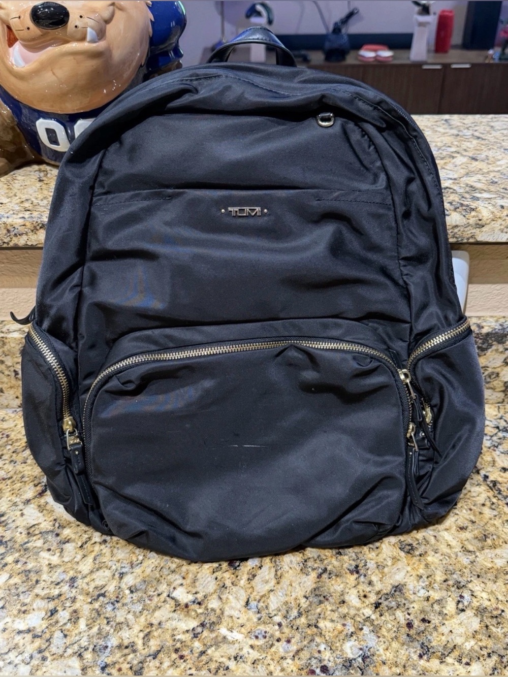 TUMI Meggie Backpack Black With Gold Trim/ Hardware Authentic